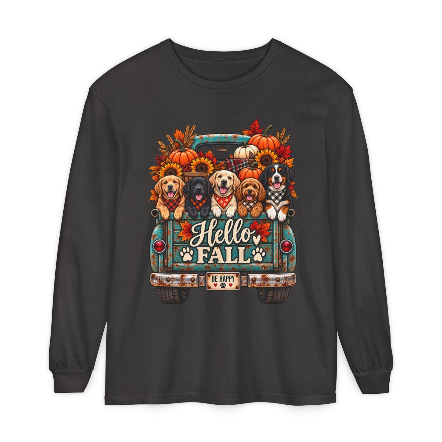 Retro Fall Dog Long Sleeve T-Shirt