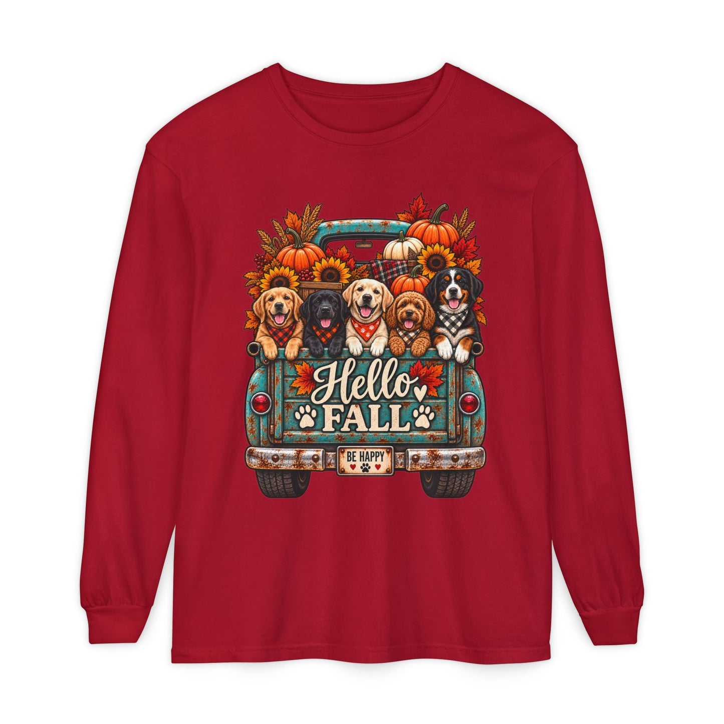 Retro Fall Dog Long Sleeve T-Shirt