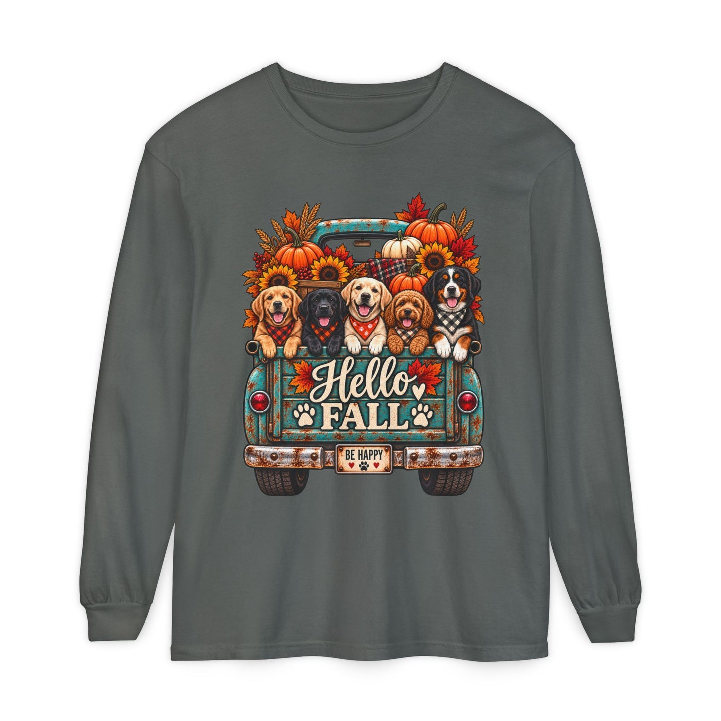 Retro Fall Dog Long Sleeve T-Shirt
