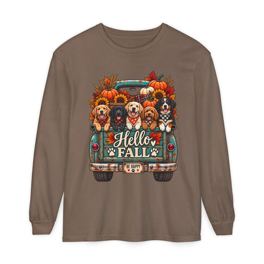 Retro Fall Dog Long Sleeve T-Shirt